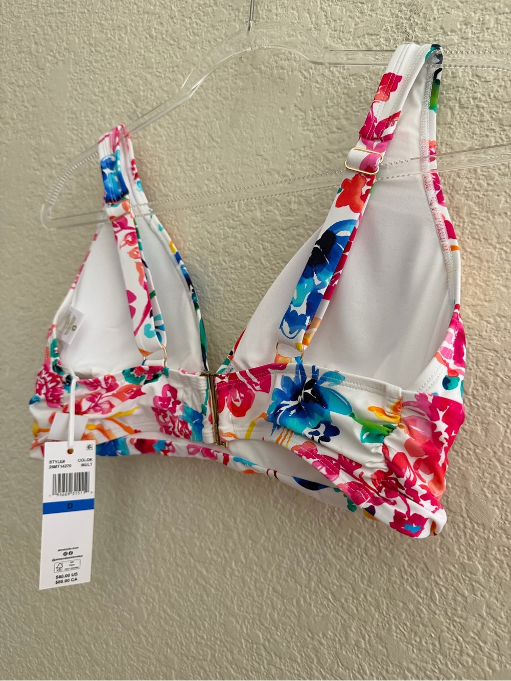 Anne Cole Watercolor Paisley Shirred Bikini Top - Picture 6 of 6